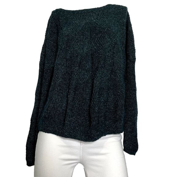 Anthropologie Womens Green Pullover Cable Knit Sweater Cotton Wool Blend Large - Picture 11 of 11